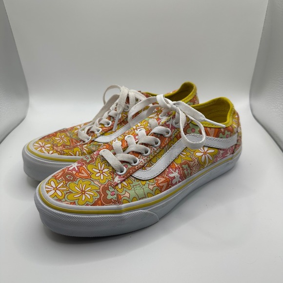 Vans Shoes - Vans Old Skool Floral Print Yellow 60s groovy Women Size 6.5 psychedelic trippy